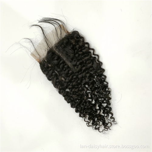 T Part by hand made 100% Human Hair Good Quality  Toupee  Wholesale Jerry Curly  4*4 half hand made Closure